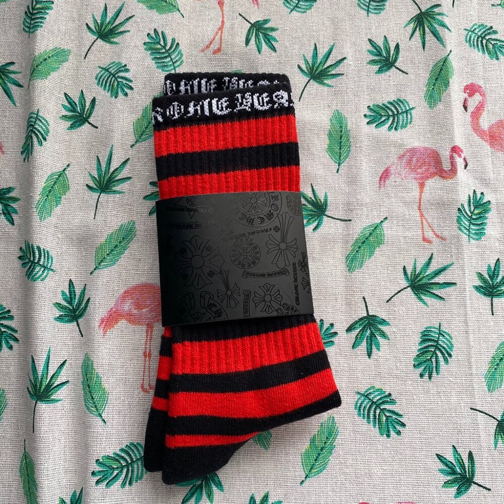 Chrome Hearts Sport Striped Ch Logo Crew Socks
